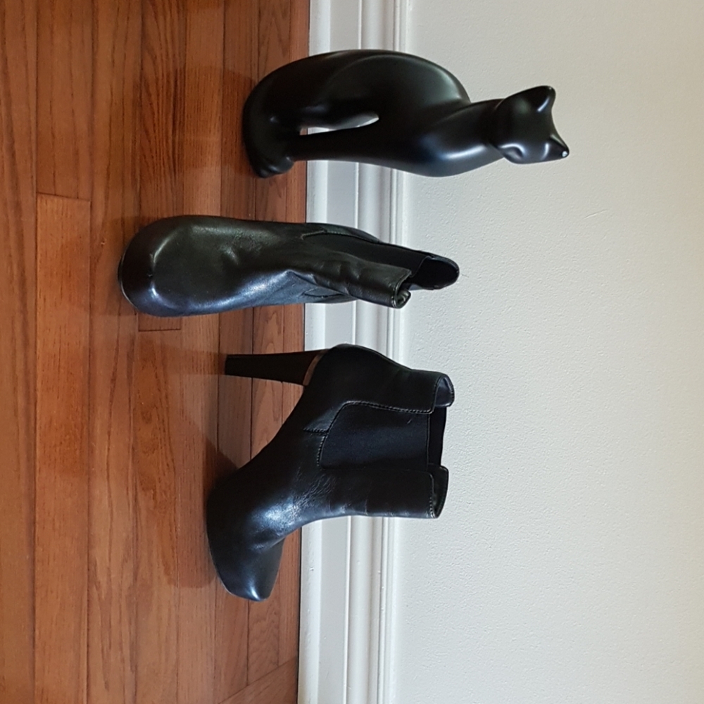 Black leather booties